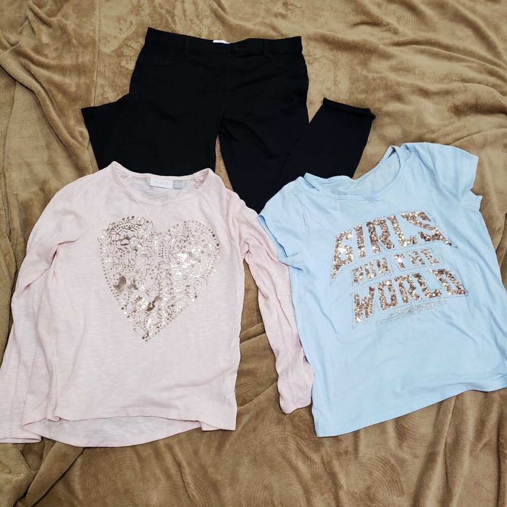 PLACE, Bundle of 3 Girl's Clothing size 14  2 T-shirt and  1 Black pants